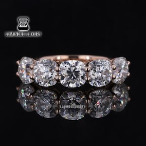 5 Stone Shared Prong Set Wedding Band, Square Cushion Cut Colorless Moissanite Women's Promise Gift Band, Matching Band For Engagement Ring