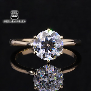 2/ 2.7/ 3.5 Carat Old European Round Cut Moissanite Engagement Ring, 6 Prong Taper Band Solitaire Ring For Mother, Basket Set Proposal Ring