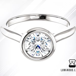 Timeless Bezel Set 1.50 CT Colorless Round Moissanite Engagement Ring | Antique Solitaire Ring, 10K 14K 18K Solid Gold Daily Wear Ring