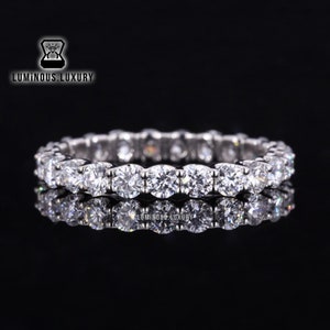 Full Eternity U Prong Set Wedding Band, Amazing Round Brilliant Cut Moissanite Band, Matching Band For Engagement Ring, Ring Gift For Women