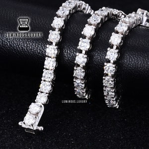 Gorgeous Tennis Bracelet, Sparky Round Brilliant Cut Moissanite Anniversary Gift Bracelet, Open Box Lock Eternity Bracelet, Women&#39;s Day Gift