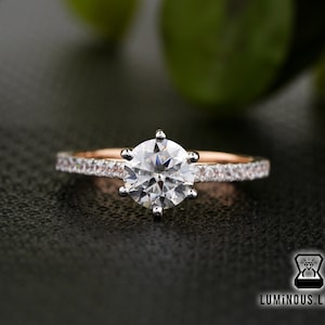 6 prong Set 1.25 carat Round Cut Colorless Moissanite Engagement Ring, Secure Stone Ring, Daily Wear Anniversary And Wedding Ring Gift