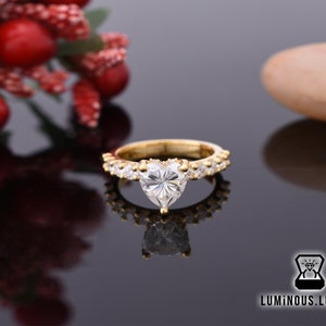 U Prong Set Beautiful 1.80 CT Colorless Heart Shape Moissanite Engagement Ring, Pave Set Wedding Ring, Perfect Moissanite Ring for Proposal