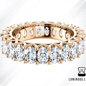 Unique Moissanite Wedding Band Women, Oval Cut Full Eternity Band Rose Gold Wedding Band Vintage Stacking Matching Bridal Ring Promise ring