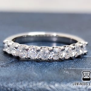 Stunning U-Prong 2.5 MM Full White Round Brilliant Cut Half Eternity Moissanite Wedding Band in 10K/14K/18K Solid White/Yellow/Rose Gold