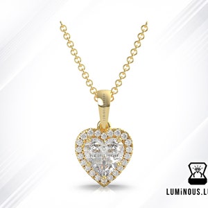 Lovely Pave Set Heart Cut Moissanite Pendant, Gold Heart Pendant, Wedding Pendant for Women, Best Gift For Girlfriend, Anniversary Gift