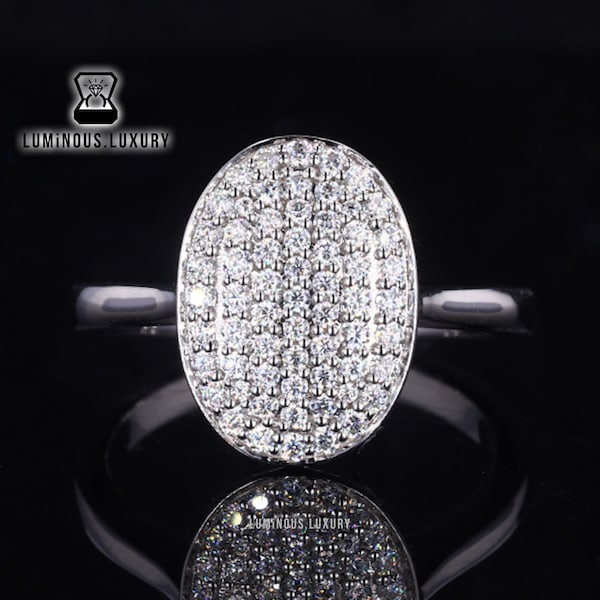 Sparky 1.25 TCW Round Cut Moissanite Bridal Promise Ring, Celebrity Style Oval Shaped Ring, Tulip Basket Cathedral Set Designer Wedding Ring