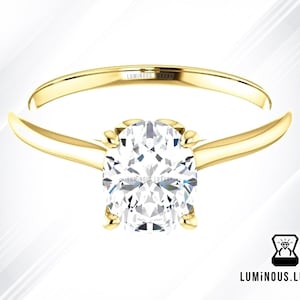 1.75 CT Colorless Oval Moissanite Engagement Ring | Classic Solitaire Ring, 10K 14K 18K White Yellow Rose Gold Four Prongs Anniversary Ring
