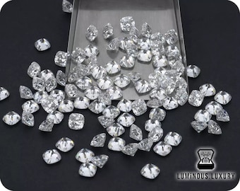 3x3mm to 10.5x10.5mm Cushion Cut Colorless Moissanite: Loose Gemstone For Engagement Ring, 0.12 to 5.25 Carat Moissanite Loose For Jewelry