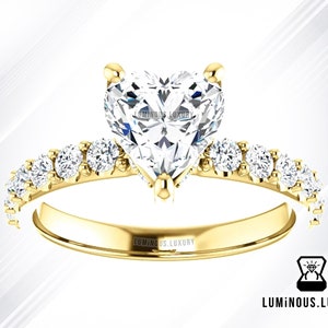 Beautiful 1.80 CT Colorless Heart Shape Moissanite Engagement Ring, Pave Set Wedding Ring, Double Prongs Ring, Perfect Ring for Proposal