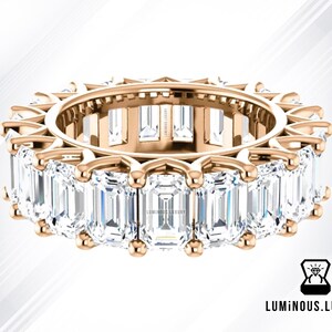 Emerald Cut Moissanite Eternity Band, Step Emerald Cut Colorless Moissanite Wedding Band, Bridal Set, U Prongs, Ring for Women, Gift Ring
