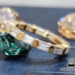 Simply Classic Full Eternity Wedding Band | Step Baguette Colorless Moissanite Band | Engagement Ring | 14K Yellow Gold | Bridal Set Ring