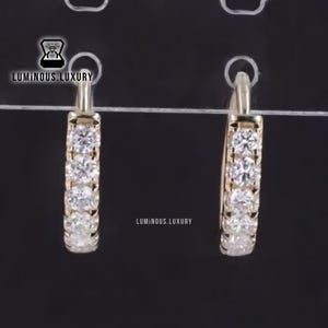 Seven Stone Moissanite Earrings, Round Cut Engagement Earrings, Huggies Hoop Proposal Earrings, Premium Lightweight And Sturdy Hoop For Her