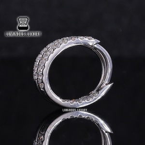 Moissanite Huggie Earrings: Delicate Round Cut Anniversary Gift Hoops, Inside Out Hoop Earrings, Surprise Birthday Gift For Daughter