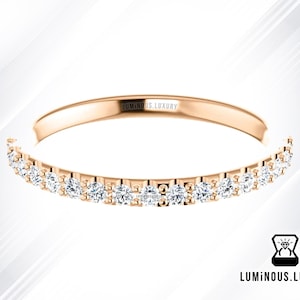 Round Cut Colorless Moissanite Matching Band / Half Eternity Moissanite Band / 14K Gold Moissanite Wedding Band / Promise Band Gift For Wife