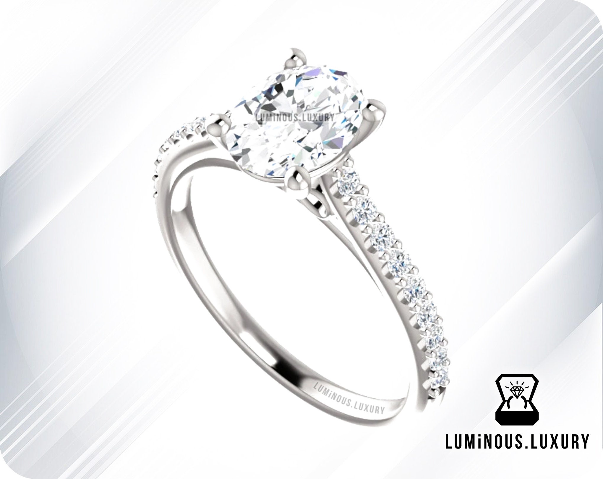 Infinity Symbol Oval Engagement Ring, Unique Bridal Anniversary Ring ...