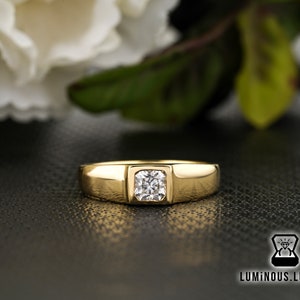0.50 Carat Radiant Cut Colorless Moissanite Ring, Men&#39;s Engagement Ring, Ring for Him, Anniversary Gift, Fathers Day Gift, Men&#39;s Ring Gift