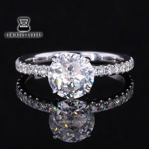 4 Claw Prong Solitaire Ring, Basket Set Hidden Halo Anniversary Ring, 1.75/2.5/3.25 Carat Jubilee Cut Moissanite Engagement Ring For Fiancee