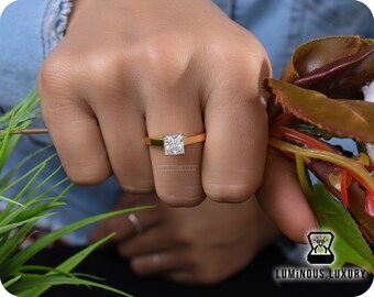 Cathedral Set Stunning 1.25 Carat Princess Cut Colorless Moissanite Engagement Ring, Simple Solitaire Cross Way Bridal Ring Gift For Her