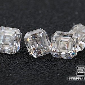 Colorless Asscher Cut 0.30 Carat to 8.00 Carat Full Fiery White Loose Moissanite| For Engagement Wedding Ring Earring Pendant Jewelry Gift