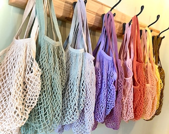 Purple and Blue Crocheted Multi-Color Farmers Market BagProduce BagBeach Bag