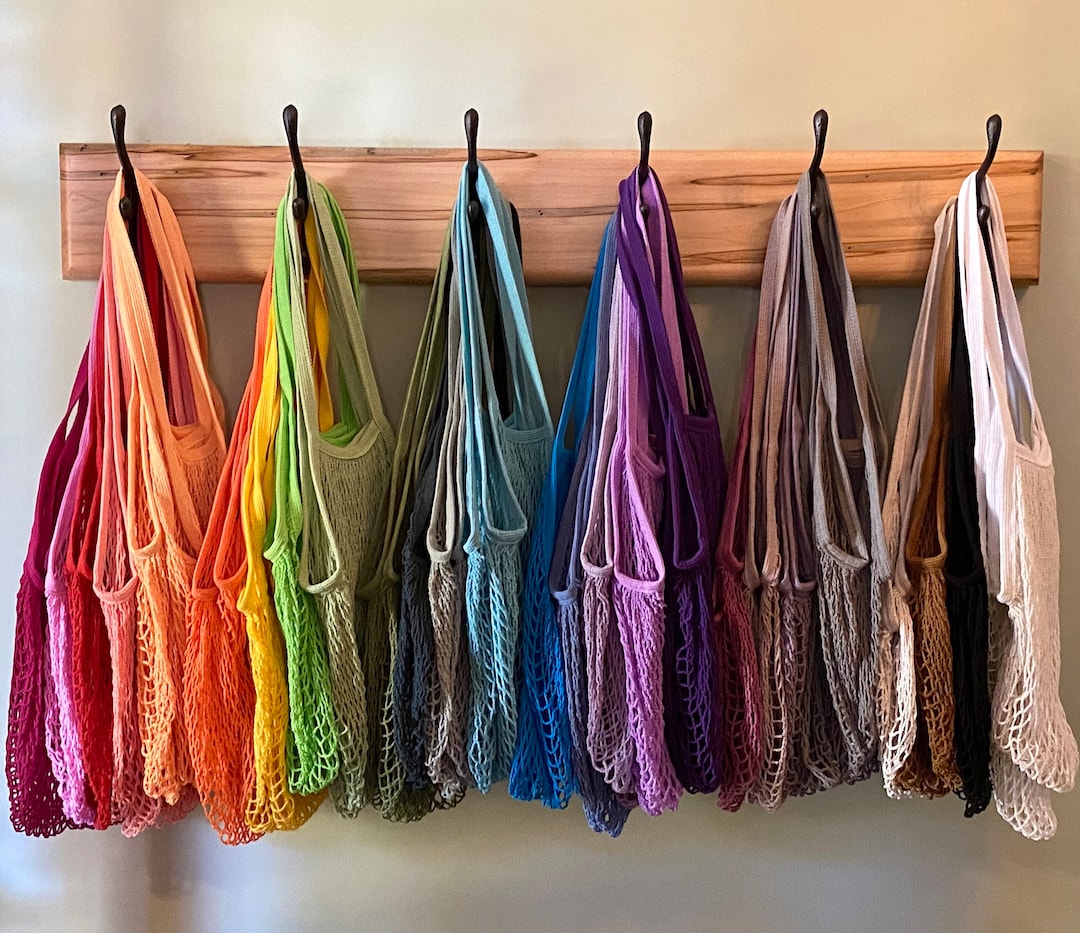 Mesh Market Bag Long Handle Hand Dyed 100 Cotton Net String Shopping