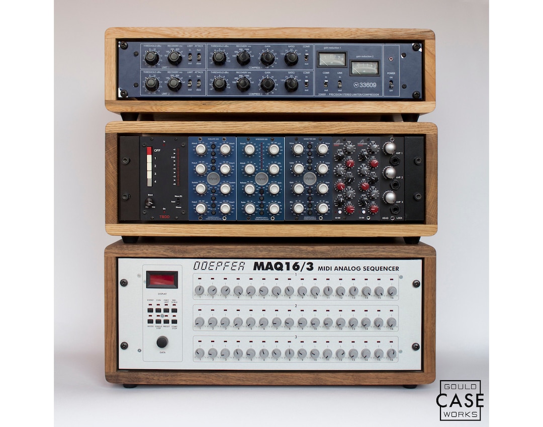 19 Studio Rack Case Custom Hard Wood Oak, 2U, 3U, 4U, 5U, 6U, 7U, 8U