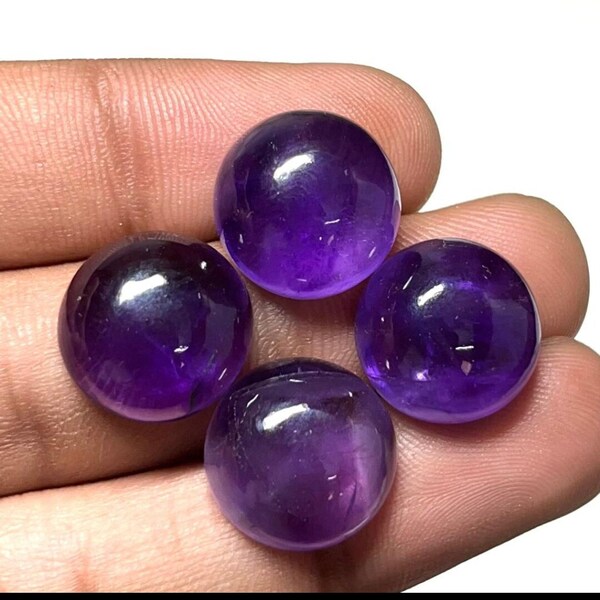 Améthyste violette de haute qualité, de forme ronde, 10 x 10 mm, 4 pierres précieuses en améthyste.