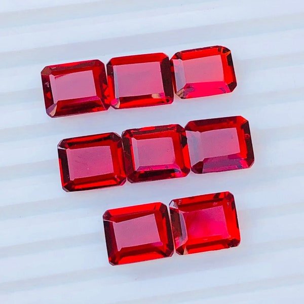 Rubis de corindon, forme à facettes, taille octogonale, rubis créé en laboratoire, pierres précieuses de corindon synthétique colorées, toutes les tailles disponibles