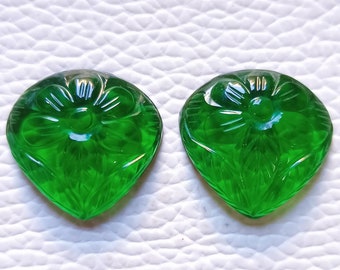 Brand New Quality Carved !Emerald Quartz Heart Shape Quartz 20X20x6 MM Matching Pair Loose Gemstone Handmade Jewelry Making Stone Cj-383