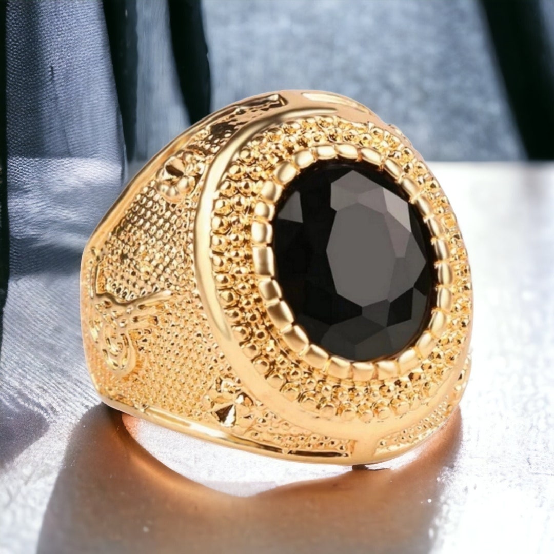 King Inspired Black Onyx Men's Wedding Ring 925 Silver Ring Men's ...