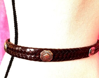 Vintage Brighton Braided Brown Leather Belt 1995 30-32 Inch  display picture 2
