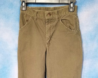 Vintage 80s Kids Gray Green Mid-High Rise Corduroy Pants/ In-Sync/ Youth/Kids Size 14 (24” waist 25” inseam)