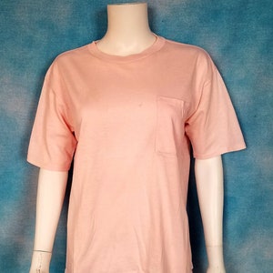 Vintage 80s 90s Pale Pastel Pink Pocket Tee/ Big Shot/ Size M-L