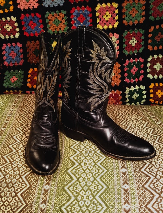 shiny black cowboy boots