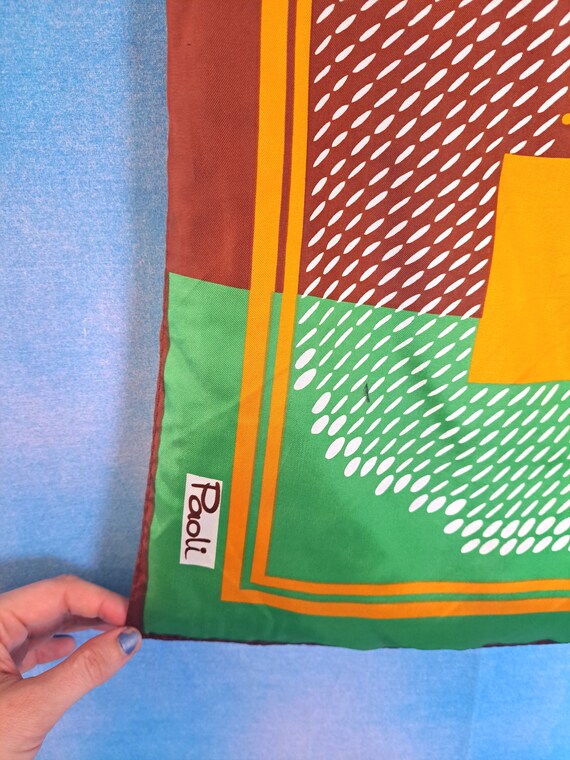 Vintage 70s Large Mod Abstract Geometric Op Art A… - image 4