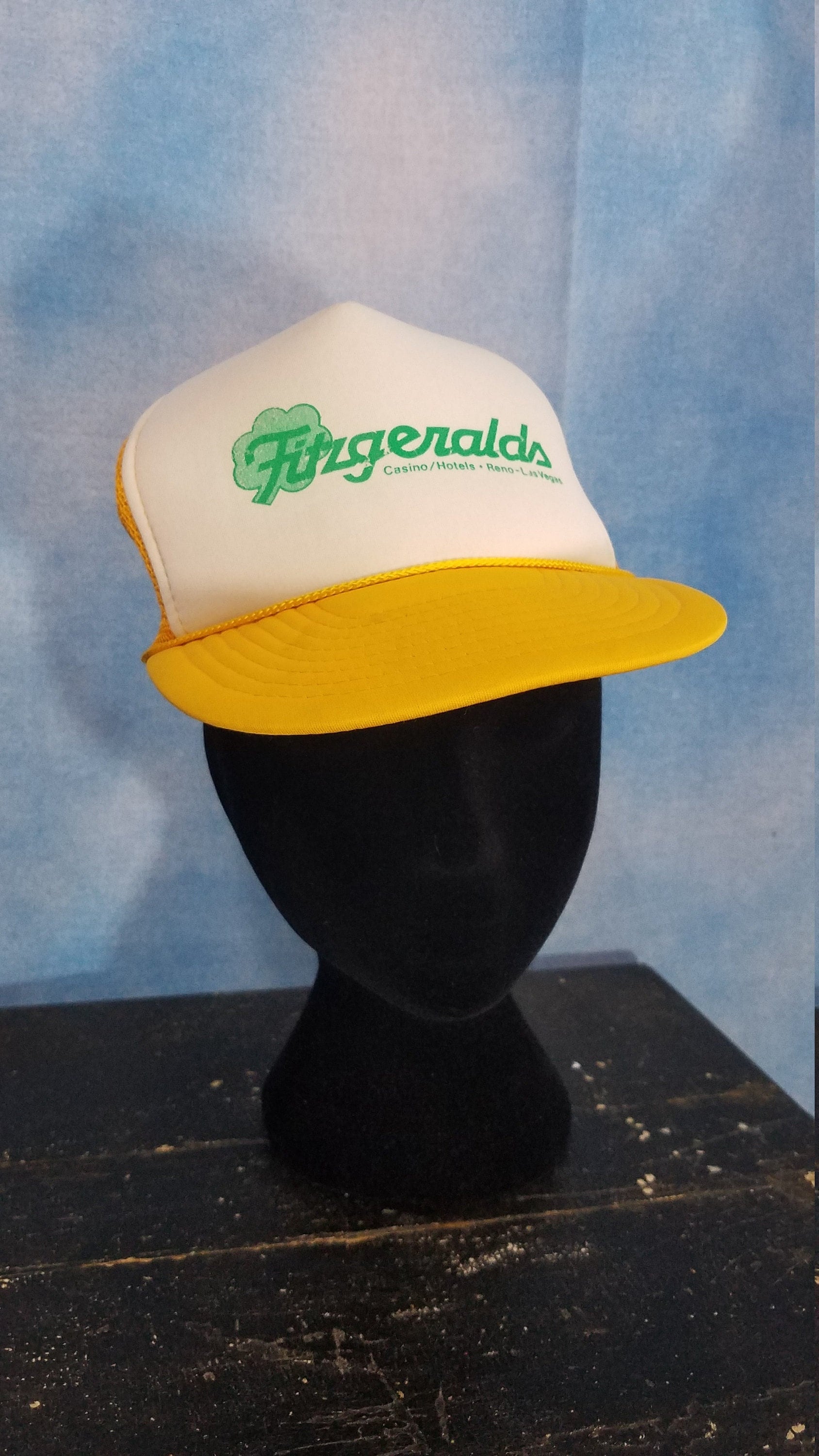 Vintage 80s 90s Yellow White Green Snapback Foam and Mesh