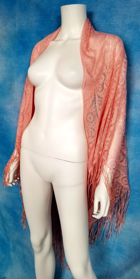 Vintage 70s Peach Pink and Gold Sparkly Net Mesh … - image 4