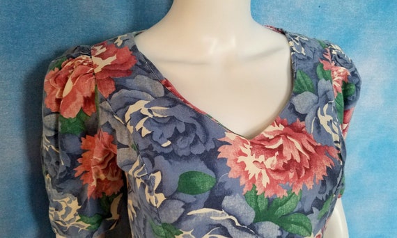 Vintage 80s Homemade Romantic Floral Puff Sleeve … - image 6