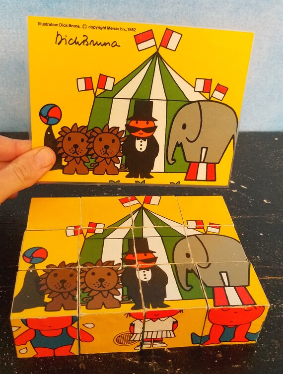 Vintage 1982 Dick Bruna Miffy Nijntje Block Puzzle Picture Cubes