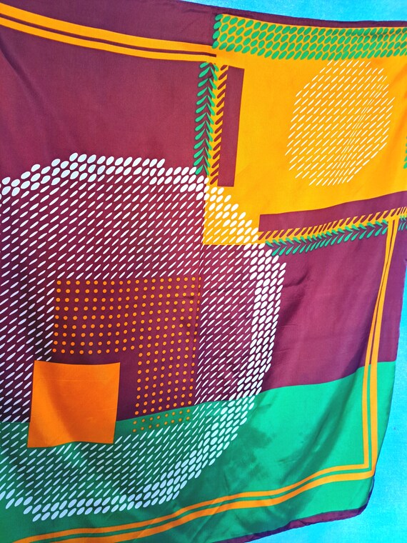 Vintage 70s Large Mod Abstract Geometric Op Art A… - image 6