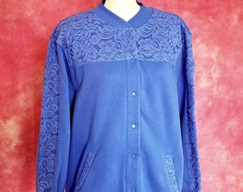 Vintage 80s Sky Blue Crew Neck Bomber 