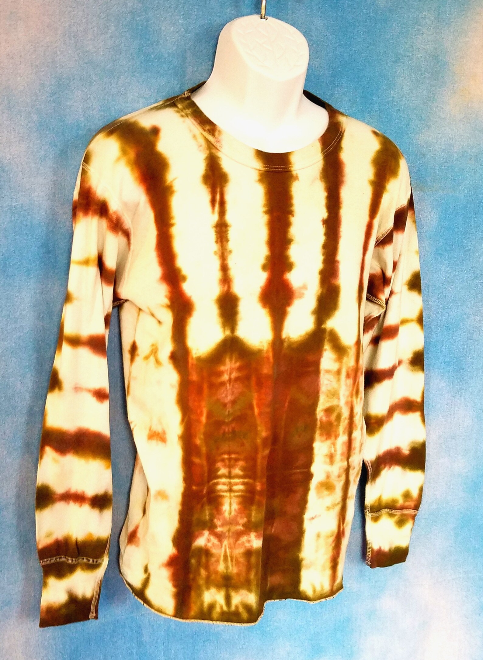 Vintage 70s Mens Tiedyed Long Sleeved Cotton Thermal Shirt Etsy