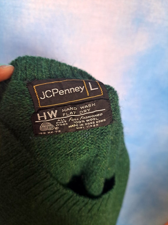 Vintage 80s Forest Green Wool JC Penney Men’s Swe… - image 10