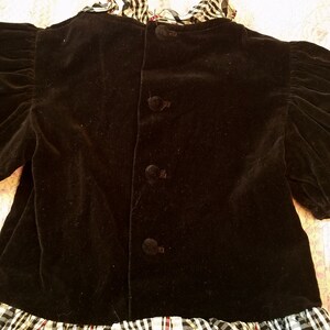 Vintage 80s Toddler Black Velvet Puff Sleeved Party Dress with Tartan Taffeta Skirt/ Nannette/ Size 2T image 7