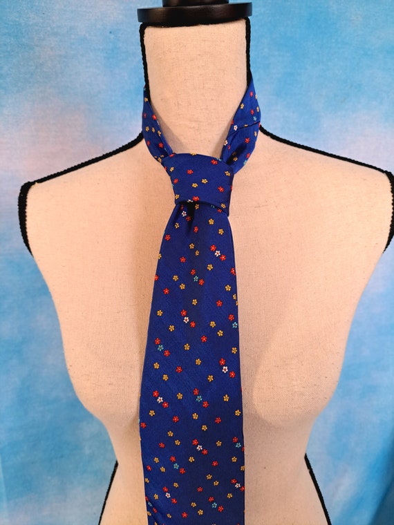 Vintage 90s Sapphire Blue Necktie with Orange, Yel