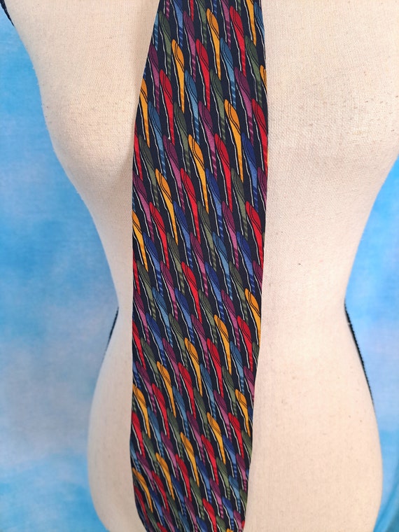Vintage 90s Colorful Rainbow Silk Tie, Lake Michi… - image 6