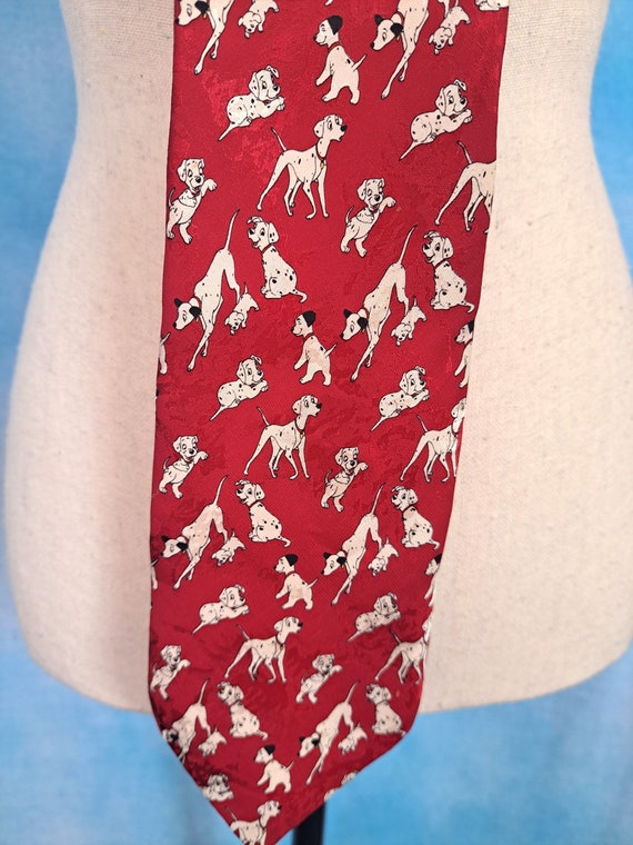 Vintage 90s Red Silk 101 Dalmatians Tie, Made in … - image 1