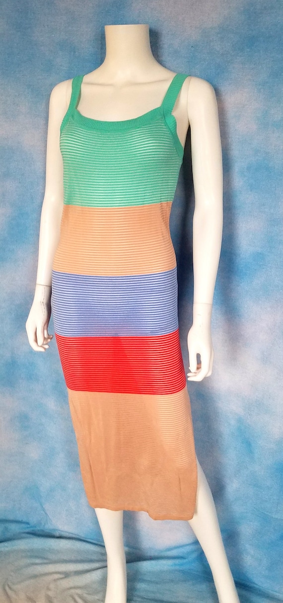 Vintage 70s Bodycon Semi Transparent Horizontal St