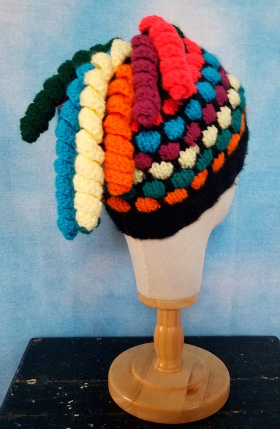 Vintage 90s Y2K Chunky Bubble Knit Colorful Staine